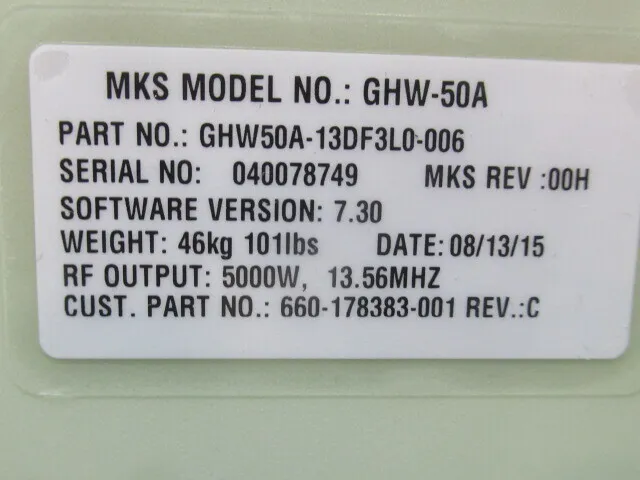 MKS GHW-50A-13DF3LO-006 RF 발전기 상세 이미지 - ASKINDEX 코리아