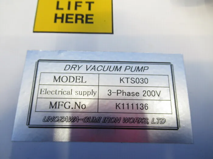 Unozawa KTS030 Dry Vacuum Pump Detail Image - ASKINDEX Korea