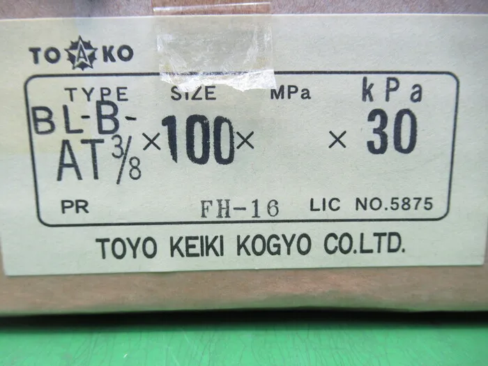 Toyokeiki Kogyo BL-B-AT3/8X100X30kPa pressure gauge Detail Image - ASKINDEX Korea