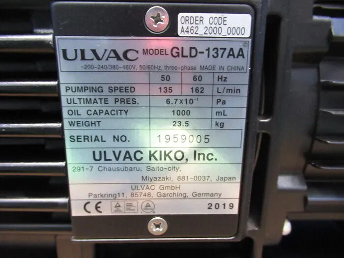 ULVAC GLD-137AA rotary pump Detail Image - ASKINDEX Korea