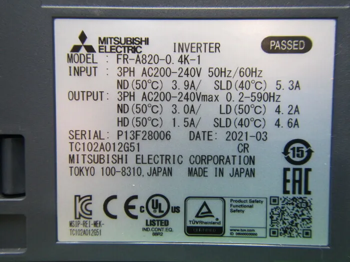 Mitsubishi Electric FR-A820-0.4K-1 inverter Detail Image - ASKINDEX Korea