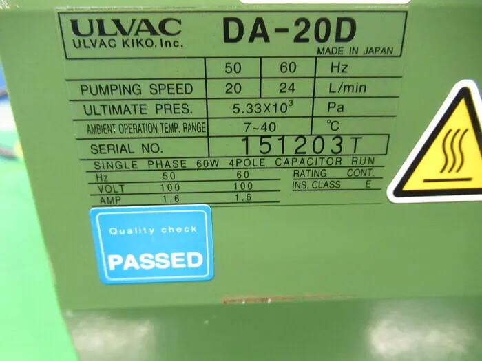 ULVAC DA-20D diaphragm pump Detail Image - ASKINDEX Korea