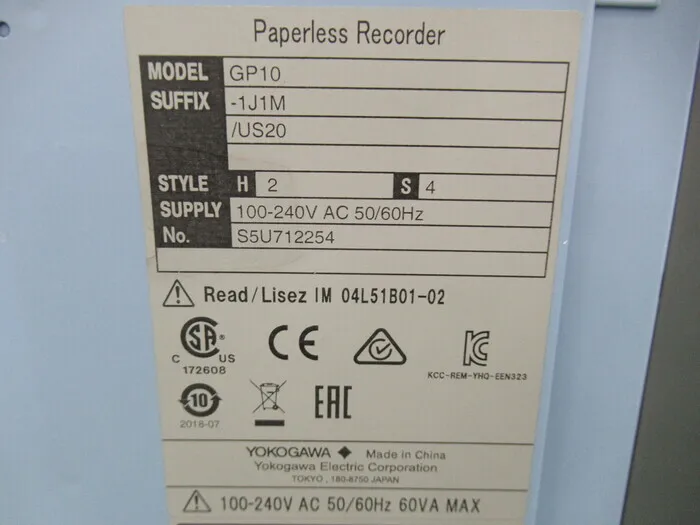 Yokogawa Electric GP10-1J1M/US20 recorder Detail Image - ASKINDEX Korea
