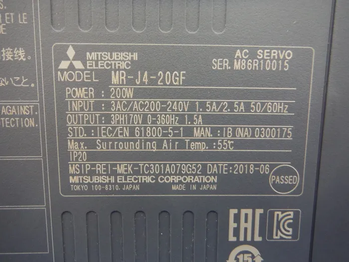 Mitsubishi Electric MR-J4-20GF AC servo amplifier Detail Image - ASKINDEX Korea
