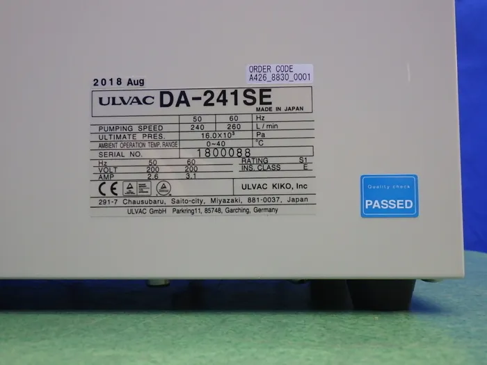 ULVAC DA-241SE Diaphragm vacuum pump Detail Image - ASKINDEX Korea