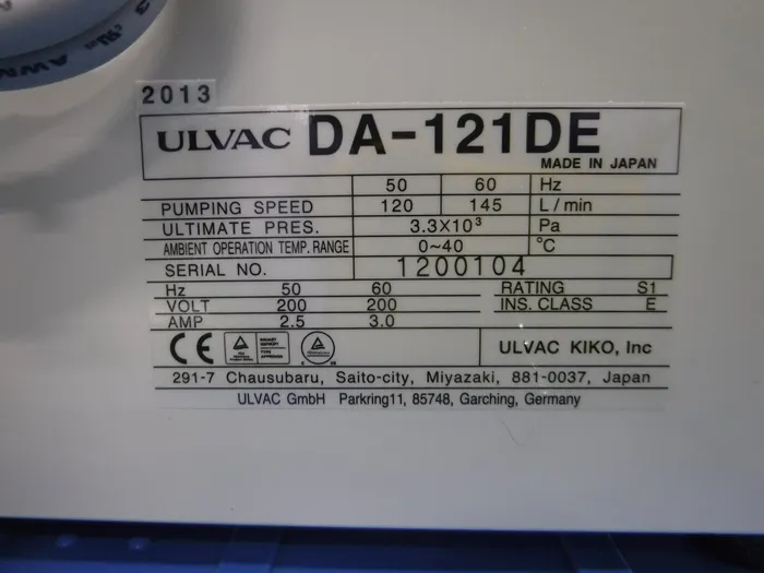 ULVAC DA-121DE Diaphragm pump Detail Image - ASKINDEX Korea