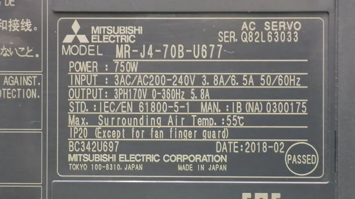 Mitsubishi Electric MR-J4-70B-U677 AC Servo Driver Detail Image - ASKINDEX Korea