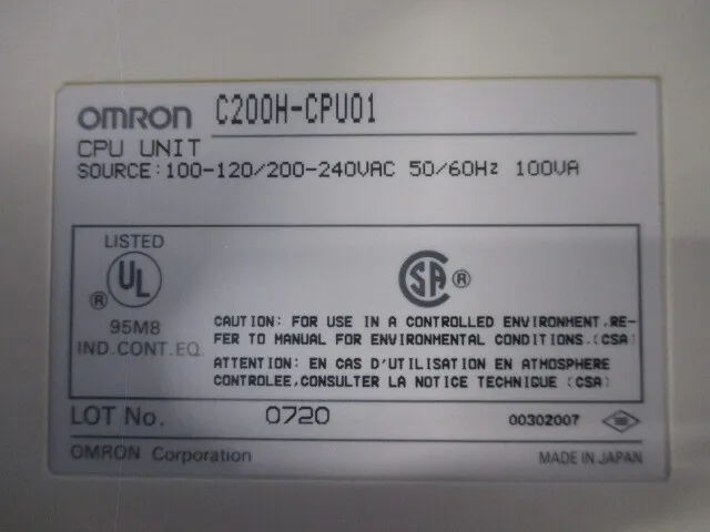 Omron C200H-CPU01 Sequencer (CPU unit) Detail Image - ASKINDEX Korea