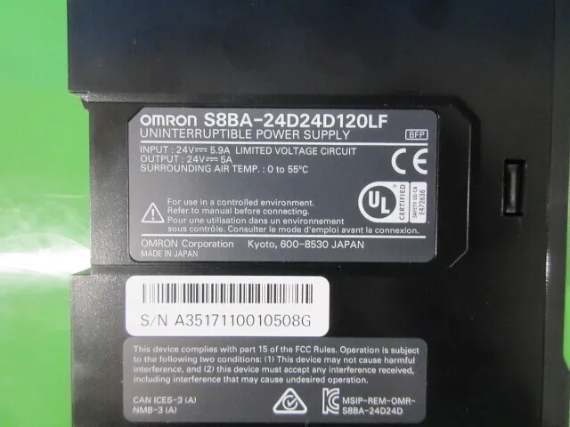 오므론 S8BA-24D24D120LF 무정전 전원 공급 장치(UPS) 상세 이미지 - ASKINDEX 코리아