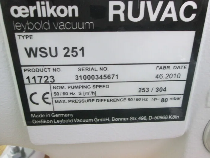 Raibolt RUVAC WSU 251 Mechanical booster pump Detail Image - ASKINDEX Korea