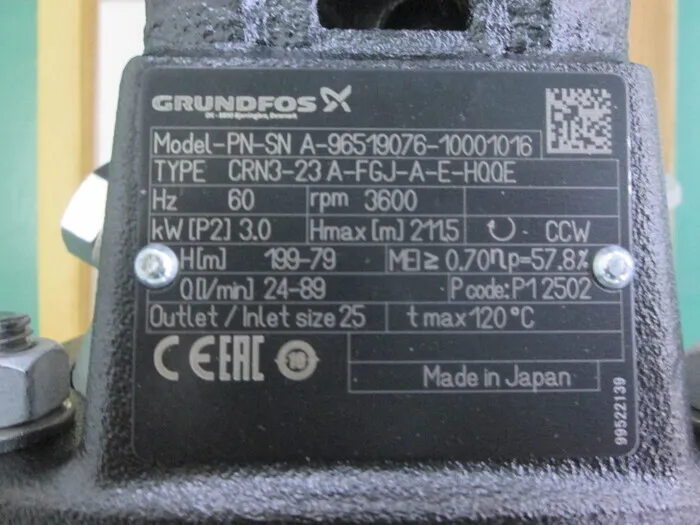 Grundfos CRN3-23A-FGJ-A-E-HQQE Stainless steel vertical multi-stage centrifugal pump Detail Image - ASKINDEX Korea