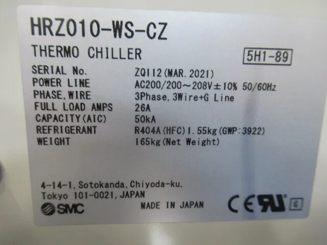 SMC HRZ010-WS-CZ Chiller (water cooling) Detail Image - ASKINDEX Korea