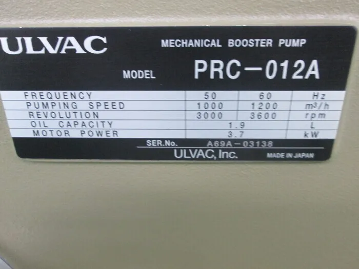 ULVAC PRC-012A Mechanical booster pump Detail Image - ASKINDEX Korea