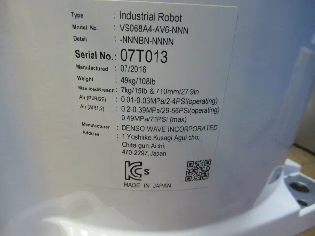 ko_デンソーウェーブ VS068A4-AV6-NNN ko_垂直多関節ロボット 상세 이미지 - ASKINDEX 코리아