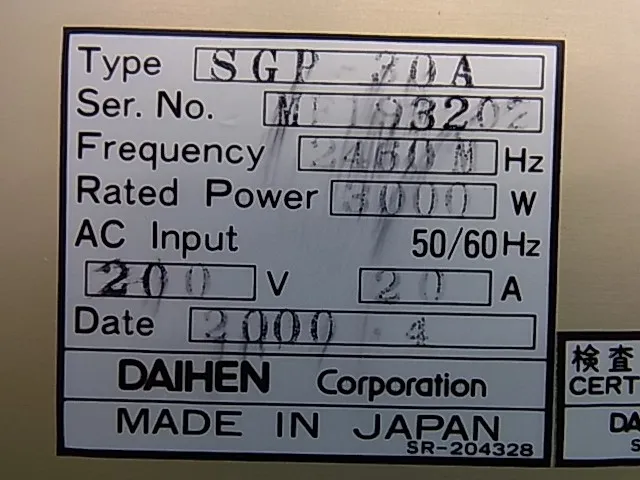 Daihen SGP-30A Microwave power unit 3kw Detail Image - ASKINDEX Korea